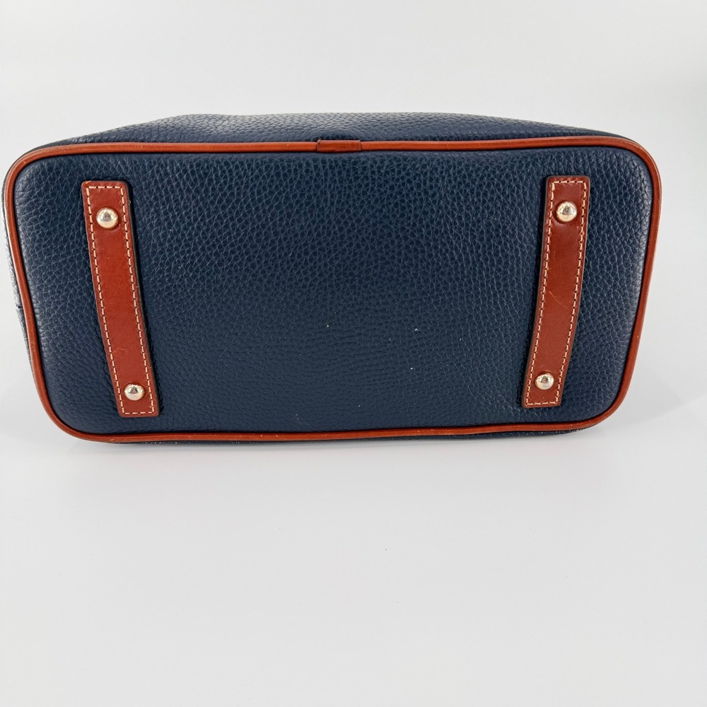 DOONEY & BOURKE Navy Blue Pebble Grain Leather Satchel Handbag Zip Top Tote - Picture 5 of 13